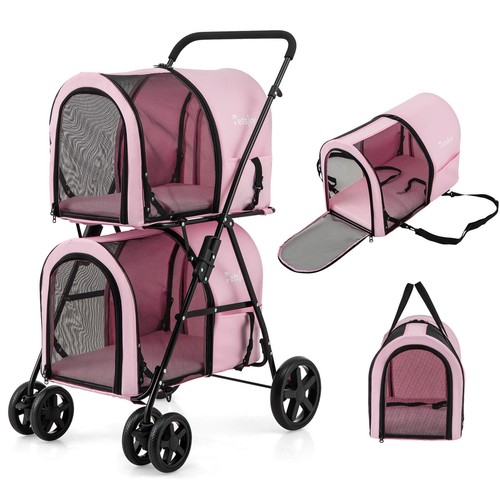 Double pet stroller w - 4-in-1, w/